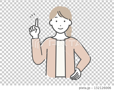 Illustration of a smiling young woman explaining 132126006