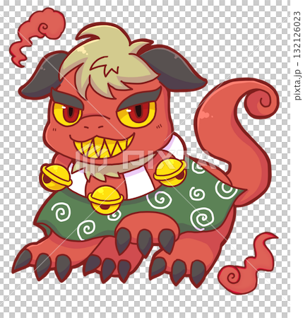 獅子舞の獅子と火の玉 132126023