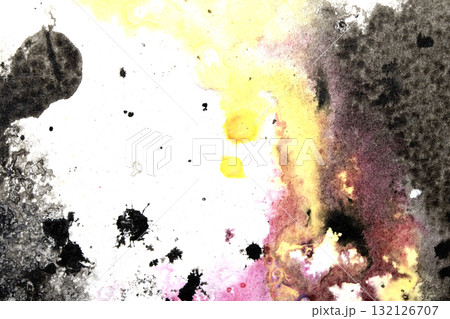 Explosion of Watercolour Vibrant Paint With Swirls and Splashes Abstract Background 132126707