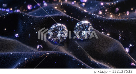 Glistening Diamonds on a Black Velvet Surface Creating a Luxurious and Elegant Background Glistening Diamonds on a Black Velvet Surface Creating a Luxurious and Elegant Background 132127532