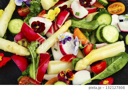 Vegetable salad with white asparagus. Vegetable salad with white asparagus. 132127808