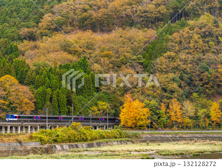 智頭急行 秋の紅葉の中を走る大阪駅行きスーパーはくと6号4 兵庫県佐用