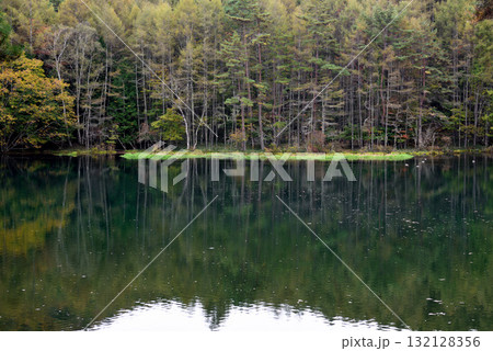 御射鹿池の美しいリフレクション 132128356