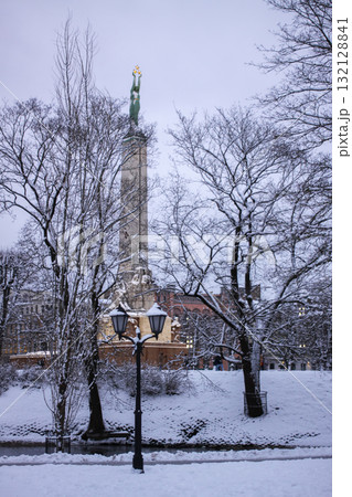 Historic Old Town Riga covered in fresh winter snow. Historic Old Town Riga covered in fresh winter snow. 132128841