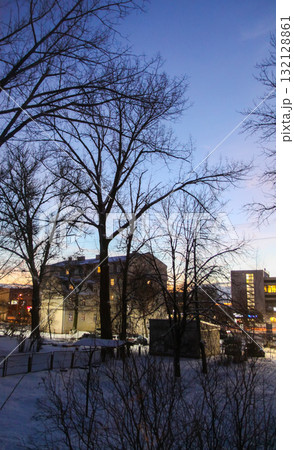 Picturesque old Riga street in warm evening glow. 132128861