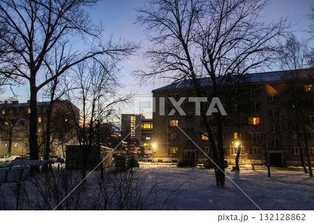 Picturesque old Riga street in warm evening glow. 132128862