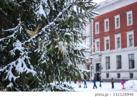 Decorated Christmas tree in Old Riga, Latvia. Decorated Christmas tree in Old Riga, Latvia. 132128946