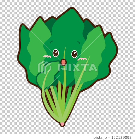 Illustration of a spinach character with a surprised expression 132129092