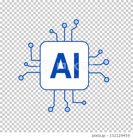 人工知能のイメージ画　シンプルなAIのイラスト　アイコン　マーク　生成AI  モノクロ  シルエット 132129459