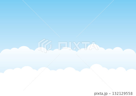 シンプルな青空・雲の背景　ベクター 132129558
