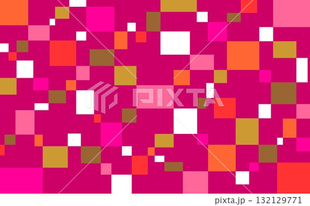 幾何学模様　四角形　赤紫色　ピンク　オレンジ色 132129771