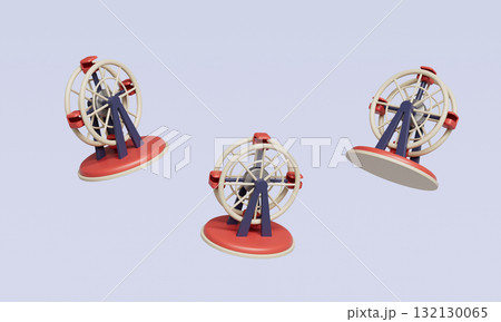 Amusement Park Ferris Wheel Miniature. 3D Rendering. Amusement Park Ferris Wheel Miniature. 3D Rendering. 132130065