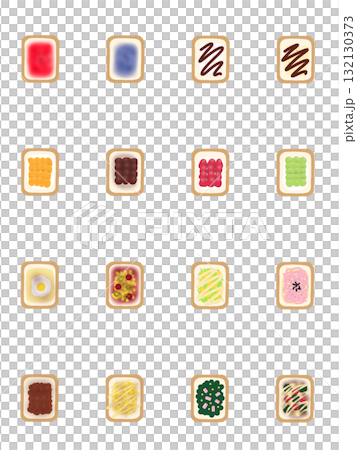 Illustration set of various toasts Illustration set of various toasts 132130373