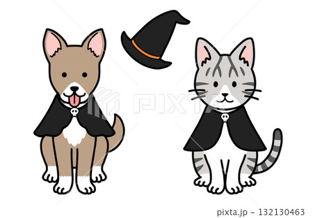 犬と猫のハロウィンコスチューム 132130463