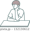 頬杖をついている男性イラスト 132130612
