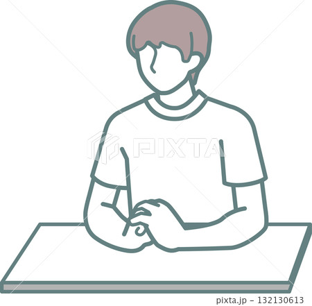 指を組んで座っている男性イラスト 指を組んで座っている男性イラスト 132130613