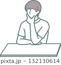 顔に手を当てて考え込む男性イラスト 132130614