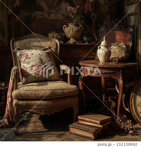 アンティークの調度品で揃えられた部屋 132130692