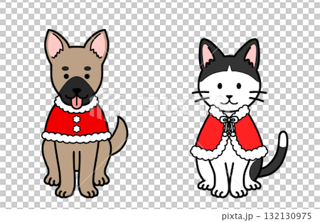 犬と猫のサンタコスチューム 犬と猫のサンタコスチューム 132130975