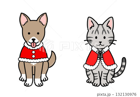 犬と猫のサンタコスチューム 犬と猫のサンタコスチューム 132130976