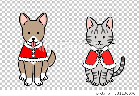 犬と猫のサンタコスチューム 犬と猫のサンタコスチューム 132130976