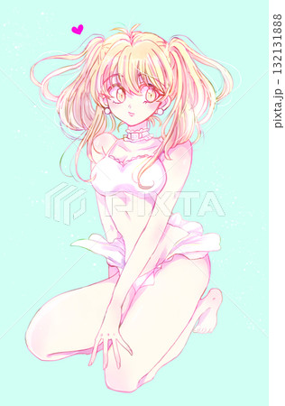 水着の女性 ツインテール 金髪 水着の女性 ツインテール 金髪 132131888