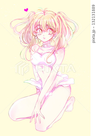 水着の女性 ツインテール 金髪 水着の女性 ツインテール 金髪 132131889