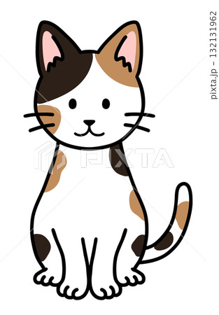 お座りをした三毛猫 132131962