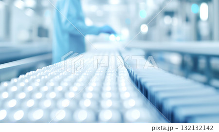 Efficient conveyor line with products moving in manufacturing facility 132132142