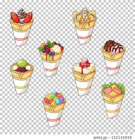 Japan food set. Japanese crepes. illustration design. 132132938