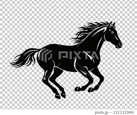 Running horse silhouette illustration 132132999