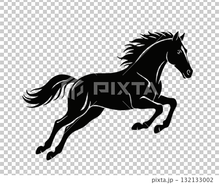 走る馬のシルエットイラスト 走る馬のシルエットイラスト 132133002