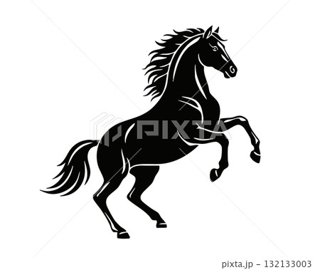 走る馬のシルエットイラスト 132133003