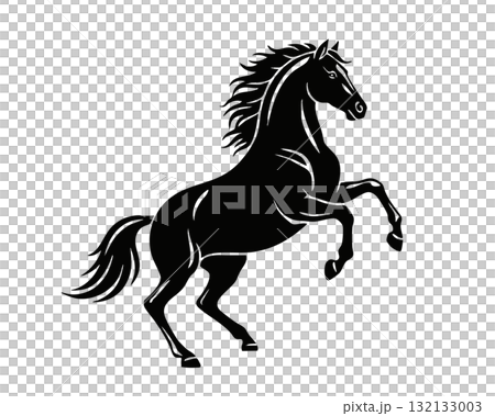 走る馬のシルエットイラスト 132133003