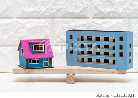 戸建て住宅とマンションを比較するイメージ 132133021