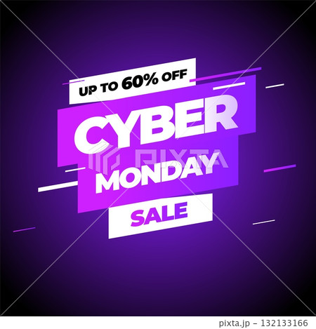 Cyber Monday, discount sale concept. Inscription design template. Cyber Monday banner. Vector illustration. 132133166