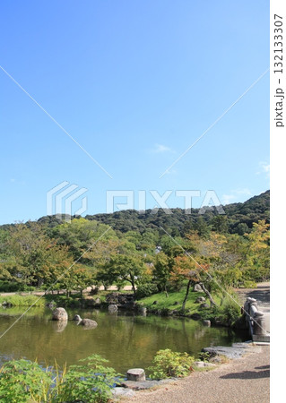 京都・円山公園のひょうたん池 132133307