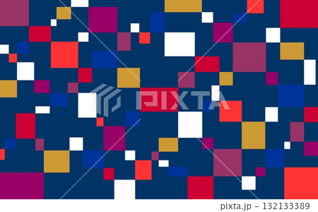幾何学模様 四角形 紺色 オレンジ色 幾何学模様 四角形 紺色 オレンジ色 132133389