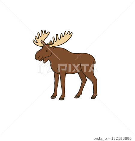 ヘラジカのカラーアイコン、素材、背景なし、資料作り、動物 ヘラジカのカラーアイコン、素材、背景なし、資料作り、動物 132133896