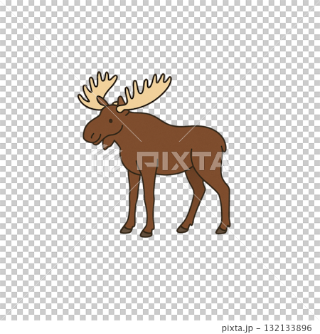 ヘラジカのカラーアイコン、素材、背景なし、資料作り、動物 ヘラジカのカラーアイコン、素材、背景なし、資料作り、動物 132133896