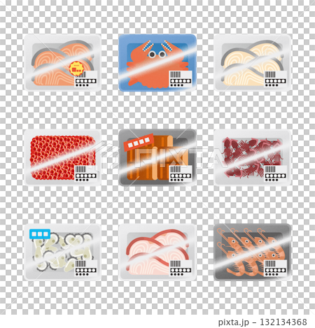 鮮魚のイラストセット 132134368