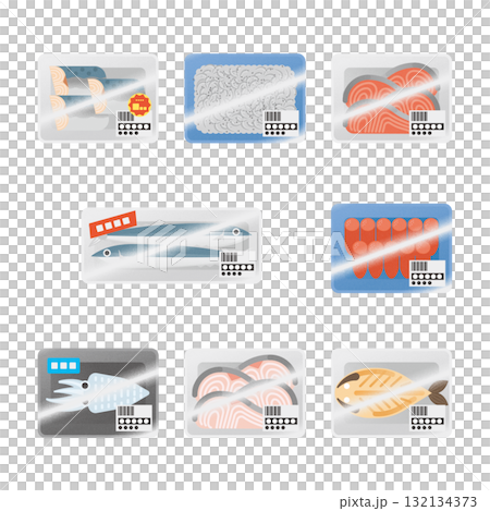 鮮魚のイラストセット2 132134373