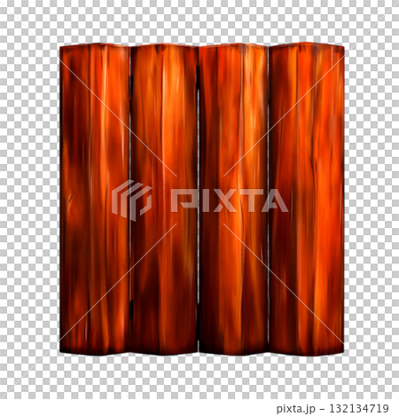 Four Vertical Wooden Logs in Vibrant Orange and Brown Colors for Natural Decor 132134719