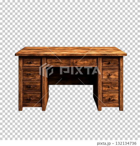 Rustic wooden desk with drawers ideal for home office or workspace setups 132134736