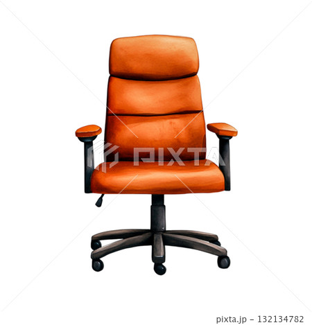 Stylish Orange Executive Chair on a Brief Background for Office Use Stylish Orange Executive Chair on a Brief Background for Office Use 132134782