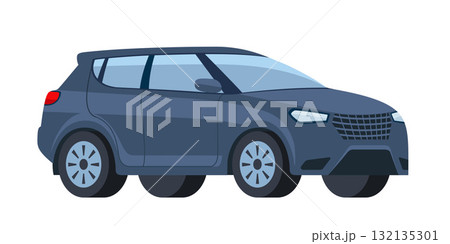 Modern Suv car, side view. Mode of transport, modern vehicle. Vector illustration. 132135301