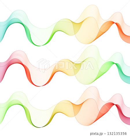 Three horizontal abstract waves with a bright color gradient. Eps 10 132135356