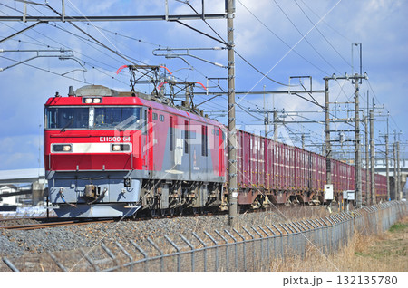 東北本線　栗橋ー東鷲宮　JR貨物　EH500-64（仙台） 132135780