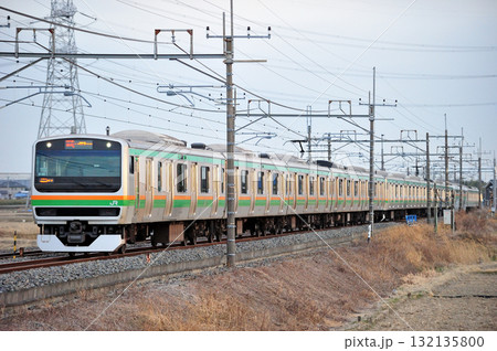 東北本線 東鷲宮ー栗橋 JR東日本 E231系1000番台 S-08編成(国府津) 東北本線 東鷲宮ー栗橋 JR東日本 E231系1000番台 S-08編成(国府津) 132135800