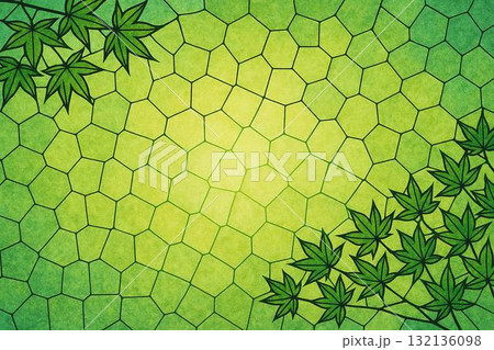 フレーム素材 新緑 ヤマモミジ ステンドグラス調 フレーム素材 新緑 ヤマモミジ ステンドグラス調 132136098